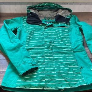 Oakley Mayhem Green Striped Ski Jacket women's snowboard or ski jacket
